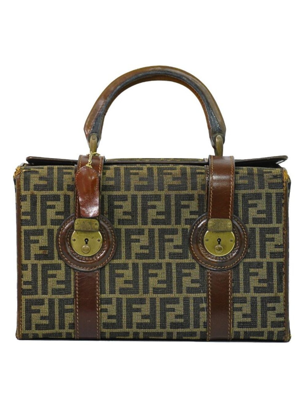Fendi Zucca Trunk Handbag Canvas Brown Bag